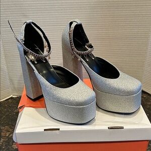 Elegant Silver Platform Heels